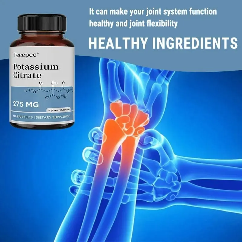 Potassium Citrate Capsules - Maintain Cell Function Strong Joints and Bone Health Regulate Blood Pressure Nerve Conduction