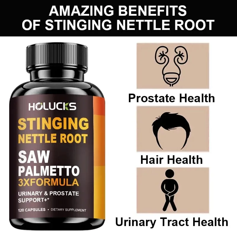 Stinging Nettle Root & Saw Palmetto Capsules Help Promote Prostate Health Hair Growth Urinary Tract Support Premium Formula