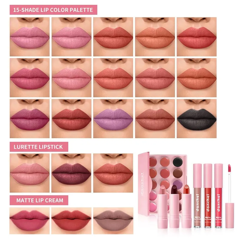 12Pcs Full Face Makeup Set Base Concealer Foundation Stick Blush Palette Eyebrow Pencil Lip Plumper Lipstick Skin Color Stick — image 3