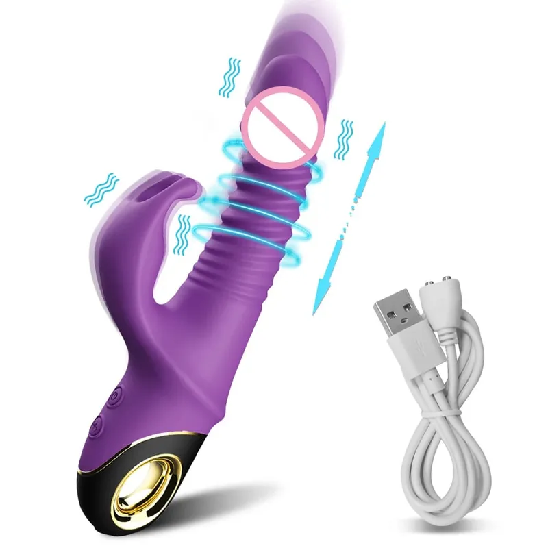 2022 Rabbit Thrusting Vibrator Automatic Telescopic G-Spot Clitoris Stimulator Female Masturbation Sex Toys For Women Adults