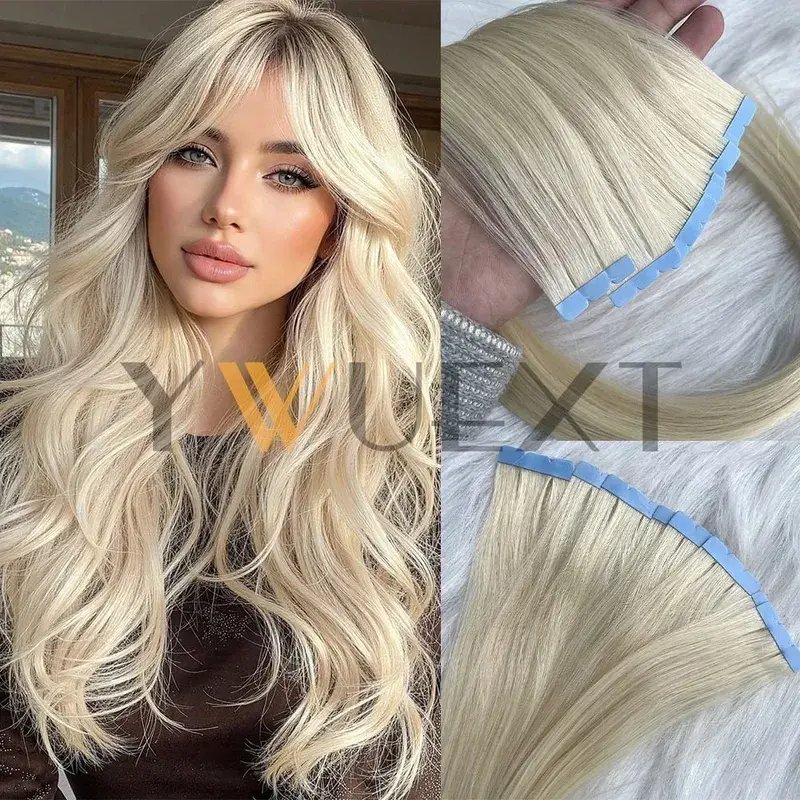 Mini Tape In Human Hair Extensions 12"-20" Machine Remy Skin Weft Adhesive Tape Hair Natural Black Brown Blonde Tape Ons 10pcs