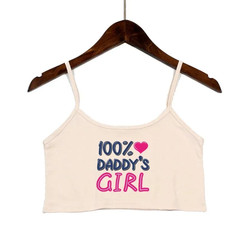 Pink Letters Print Summer Women's Crop Top Sexy Elastic Cotton Camis Sleeveless Short Tank Top Bar Tops Women