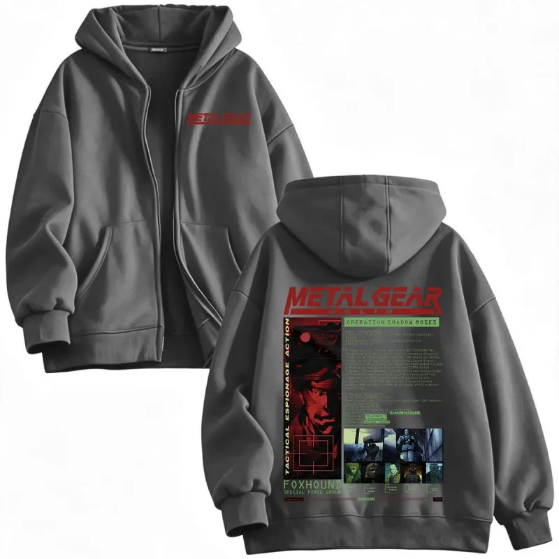 Metal Gear Solid MGS1 Solid Snake Game Zipper Hoodies Men's Women Clothing Fashion Gothic Zip Up Hooded Sweatshirts Jackets Coat — image 7