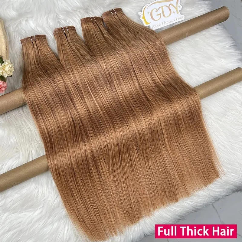#30 Color Straight Invisible Seamless Clip in Hair Extensions PU Clip Ins 7Pcs/Set 100g 100% Raw Virgin Human Hair Full Head