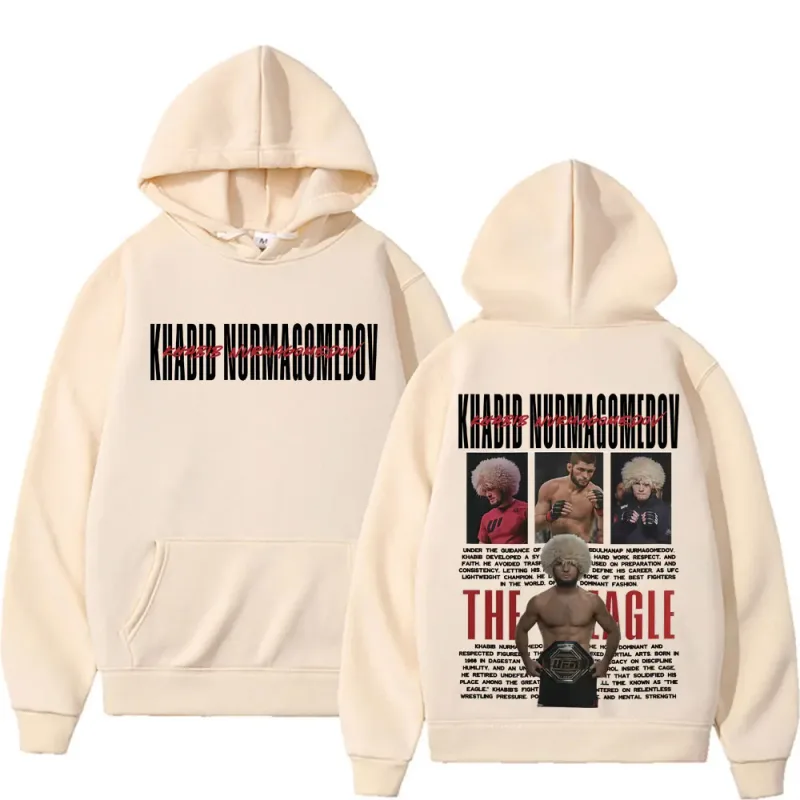Khabib Nurmagomedov THE EAGLE Merch Sweatshirt Vêtements pour hommes Harajuku Classique Sweats à capuche surdimensionnés Polaire Sweat à capuche confortable de haute qualité