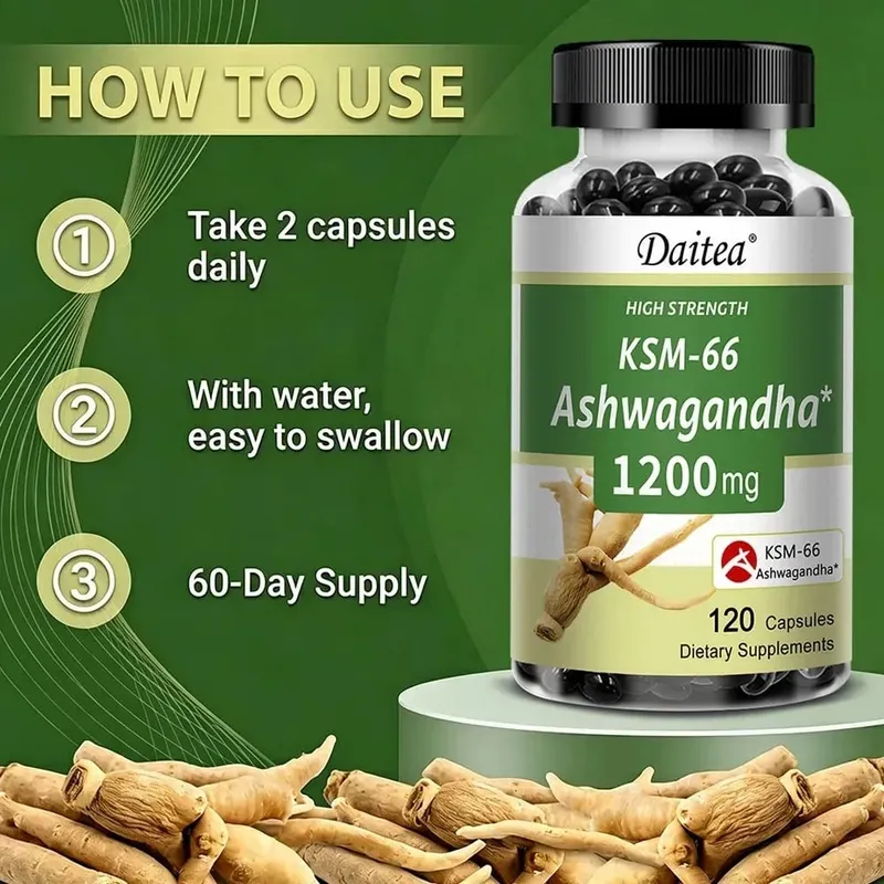 Organic KSM-66 Ashwagandha Root Extract Stress Relief Mood Support & Natural Immune Boost Sleep Health