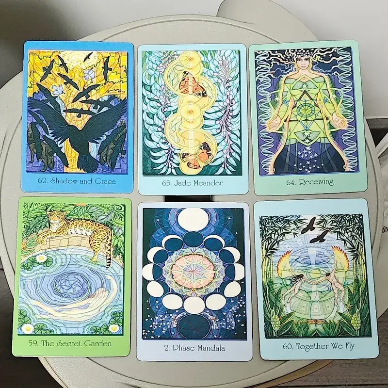 Sacred Geometry Cards for The Visionary Path 10.4*7.3cm - 64 Pcs Oracle Cards Integrating Math Science and Spirituality