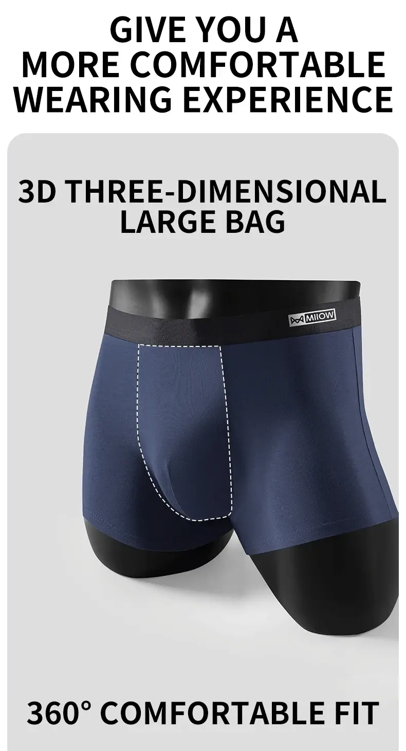 MiiOW 3Pcs Organic Cotton Men Underwear Boxer Shorts Antibacterial Seamless Underpants Male Panties Gift For Men Boxershorts New