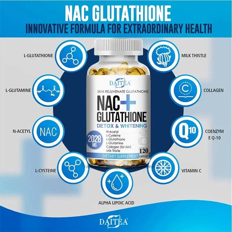 Daitea NAC Supplement - Milk Thistle Glutathione Collagen Capsules - Skin Health & Vitality Detoxification Immune Support
