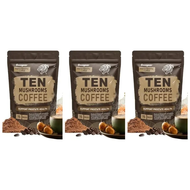 Integratore di funghi in polvere con 10 miscele di funghi Funghi sani per uomo Caffè in polvere Nutrizione quotidiana e supporto energetico