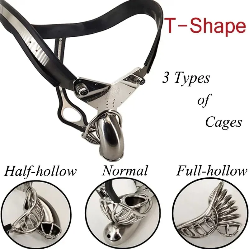 Male Stainless Steel Chastity Belt Lockable Chastity Cage Silicone Adjustable Waist Chastity Device BDSM Slave Sex Toy for Men