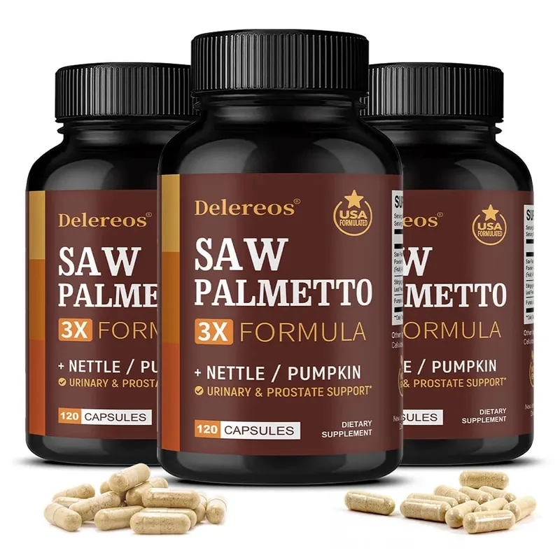 Saw Palmetto Supplement | Nettle & Pumpkin Seed Oil Capsules for Potent 3X Formula Prostate & Bladder Support for Men