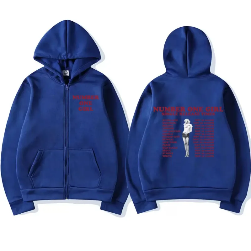 Rosé Number One Girl Album Zipper Hoodies Kpop Panlalaking Babae Damit Long Sleeve Zip Up Sweatshirts Fleece Oversized Pullover Y2K