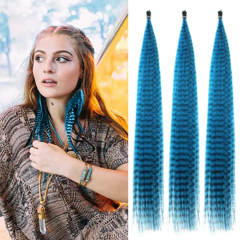 30roots Colored Synthetic Feather Stripe hair Extension 16 Tommer I Tip Party Cosplay Til Musikfestival Halloween Jul