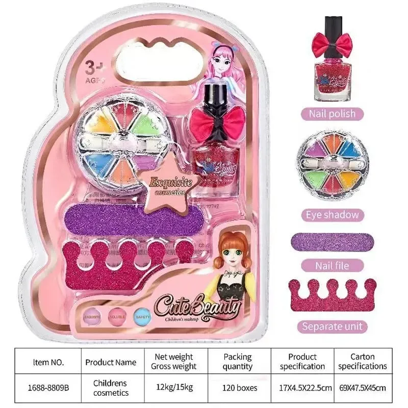 Kit de maquillage pour enfants, gloss, fard à paupières, vernis à ongles, lime, maquillage Non toxique, cosmétiques princesse pour filles, lavable, cadeau de noël pour enfants — image 4