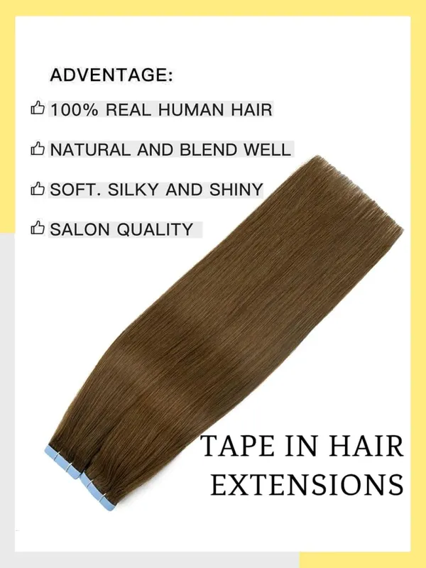 Tape In 100% Human Hair Straight Double Sided Blonde Comfortable Silky Natural Remy Virgin Tape ins Bone Straight Double Drawn