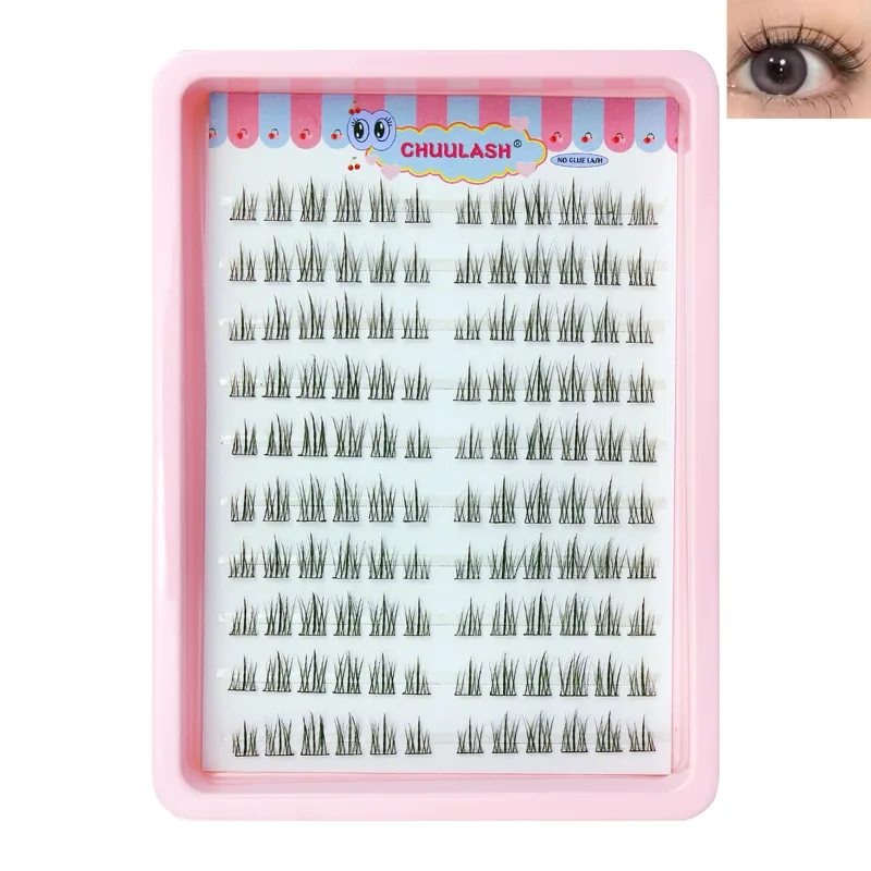 10 Rows Cat Eye Single Cluster Fake Eyelashes Natural Cosplay Makeup False Eyelashes Self-adhesive Natural Wispy Lash Extension