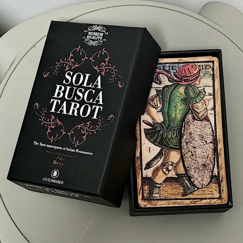 12*7cm Printed on 350GSM Double-embossed Cardstock Sola Busca Tarot Deck In Rigid Box 78 Pcs Vintage Tarot Cards