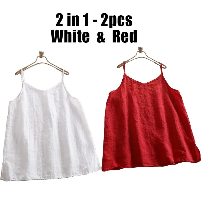 Summer Simple All-match Top Loose Thin Camisole Solid V-neck Vest Women Clothing Sleeveless Casual Highstreet Holiday T-shirt