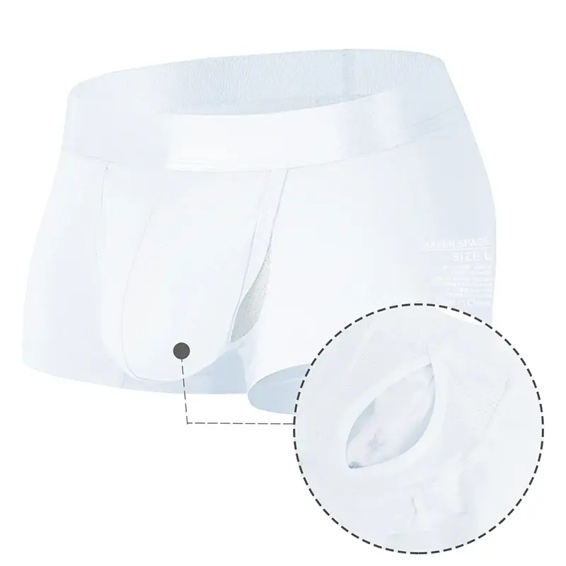 1Pcs Open Front Underwear Men Ice Silk Sexy Men's Boxer Shorts Panties Breathable Pouch Bulge Underpants Male