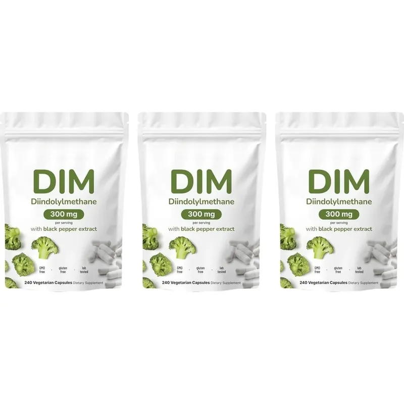 DIM Diindolylmethane Vegetarian Capsules with Black Pepper Extract GMO Free Gluten Free 240 Capsules — image 9