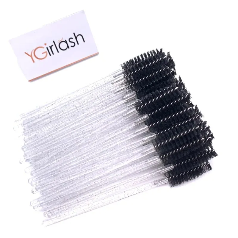 YGirlash 50 個ラッシュ白鳥クリスタルまつげアプリケーター使い捨てダイヤモンドハンドルナイロンマスカラワンドブラシ化粧品ツール