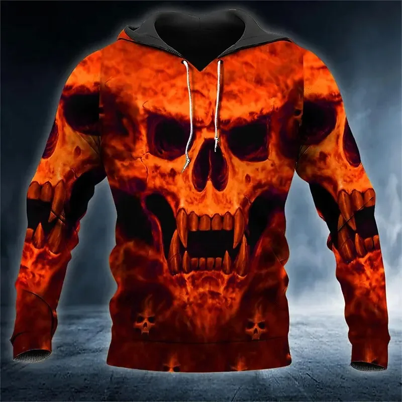Männer Schädel 3D Gedruckt Hoodie, Halloween Horror Grafik Kapuzenpullover, Gothic Casual Streetwear Pullover Tops Männer Kleidung