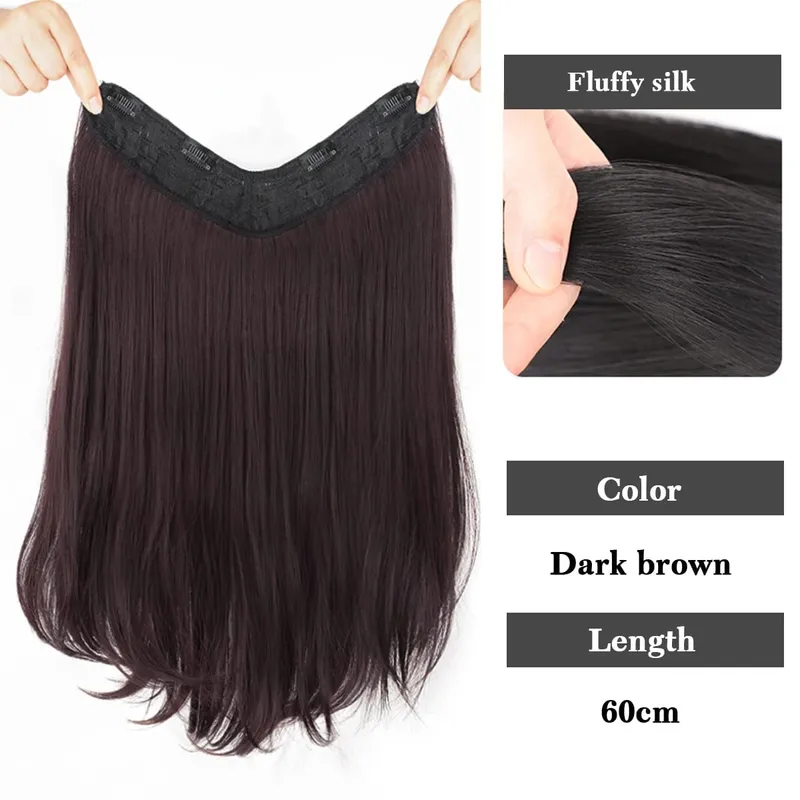 Synthetic V-shaped hair extensions wigs clips that naturally connect to women's hair heat-resistant wigs used for daily wear