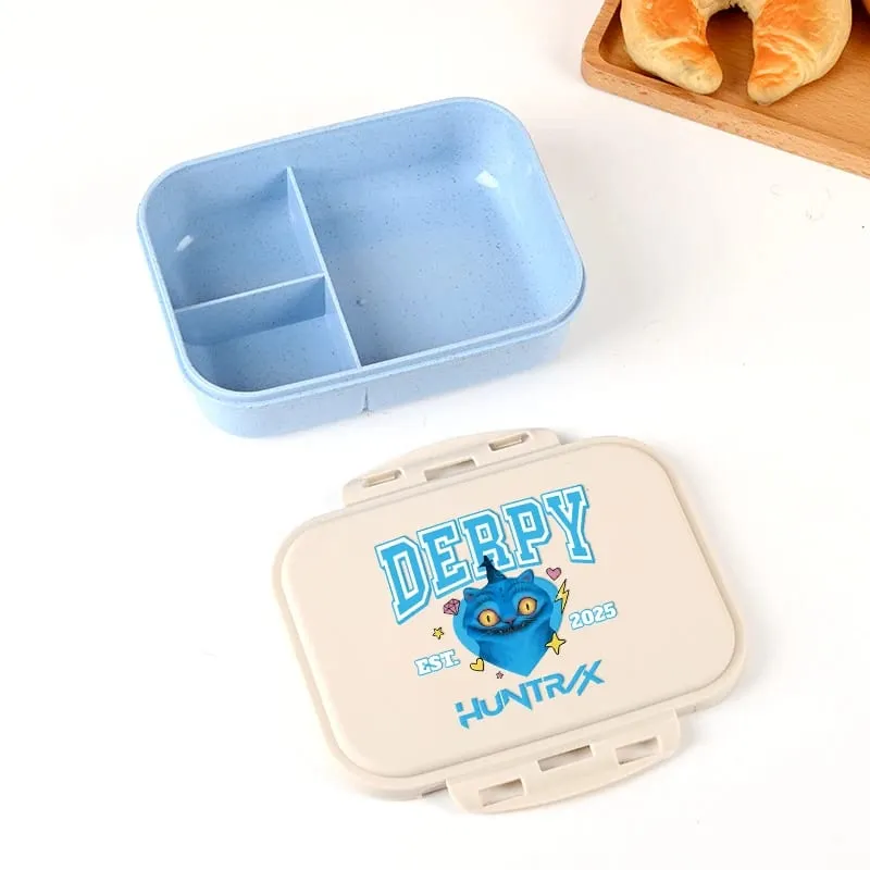 Demon Hunters Lunch Box for Boy Girl Cute Mira Zoey Jinu Portable Plastic Bento Box with Dinnerware Food Fruit Container