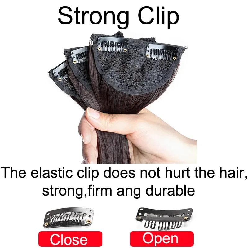 24Inch Synthetic Long Straight 3pcs/set Hair Extension Invisible Hair Thickening Hairpiece for Women Daily Use