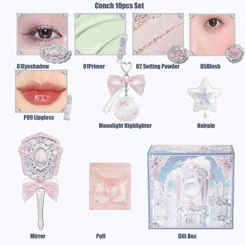Flower Knows Shells Pearl Eyeshadow Essence Lip Honey Blush Cheek Makeup Front Ocean Gift Box Makeup Kit Full Professional — image 3