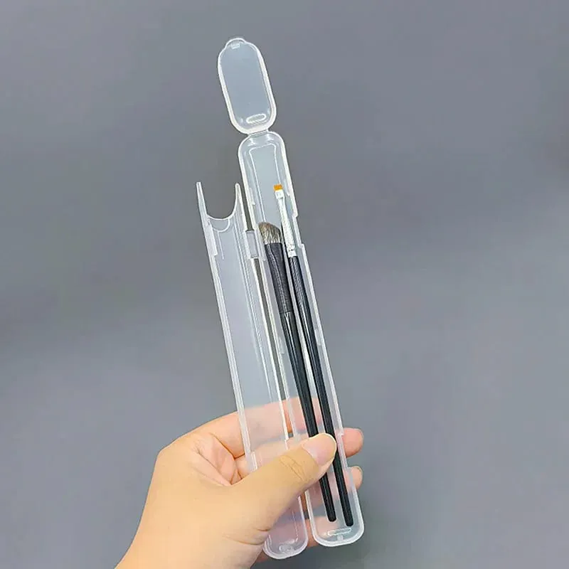 1PCS Portable Transparent Makeup Brush Storage Box With Cover Eyebrow Pencil Makeup Brushes Organizer Chopstick Case Beauty Tool