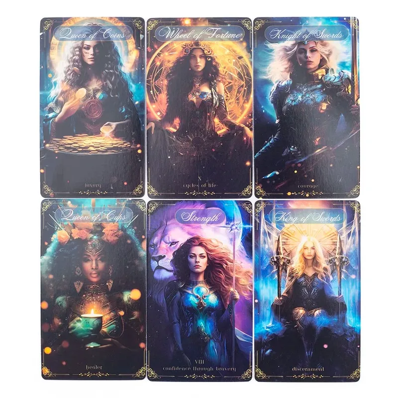 Divine Celestial Tarot Cards 78 Card Deck 10.4*6.1CM for Classmate Gathering Fortune Telling and Divination Board Playing Game