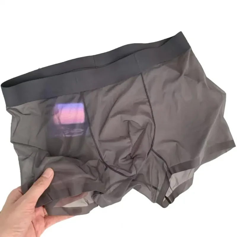 Mannen Boxer Transparant Lichtgewicht Mannen Ondergoed Elastische Mid-Taille U-Convexe Dunne Perspectief Shorts Slips Naadloze Slipje