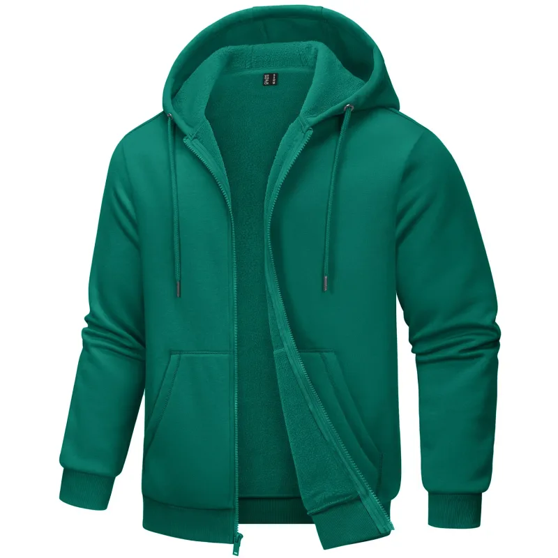 Big Pockets Fleece Lining Hoodies Mens Hooded Coats Full Zip Up Casual Hoodie Jackets Athlete Running Hiking Sportswear — image 33