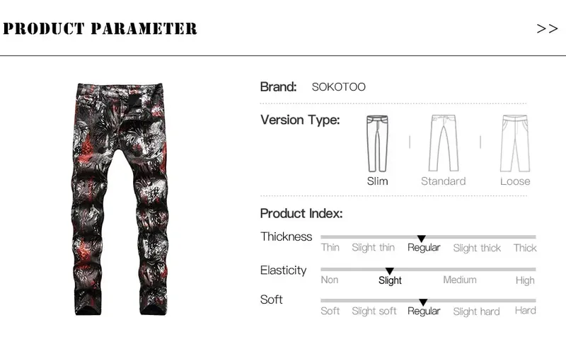 Men Coated Denim Jeans Fashion Shinny Leopard Abstract Pattern Printed Pants Slim Tapered Trousers