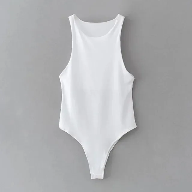 Sexy Sleeveless Bodysuits Women Body Streetwear Sheath Crotch Basic Solid Overall Top Forefair Slim Goth Ropa Bodycon one-piece