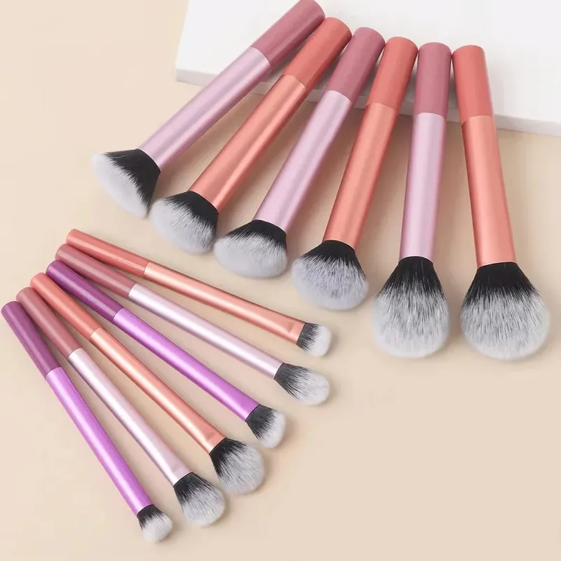 14-Piece Silver Professional Makeup Brush Set | Includes 2 Plush Velvet Puffs + 2 Blending Sponges | Vegan Cruelty-Free Brush Co — image 18