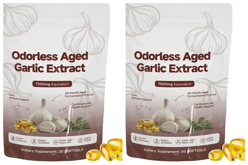 Chiết xuất tỏi không mùi không mùi Softgels 7500mg Tương đương 24 tháng lên men để hỗ trợ chuyển hóa tim mạch miễn dịch cho người lớn 30 Count — image 10