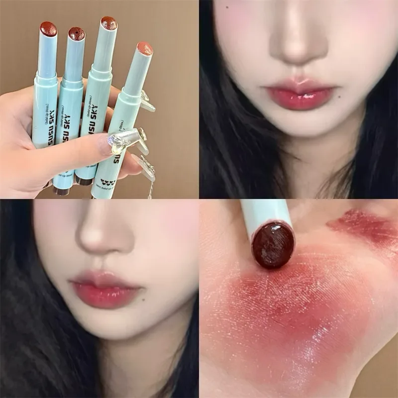 Jelly Solid Lip Gloss Mirror Orange Red Moisturizing Watery Colored Lip Balm Non-stain Cup Long Lasting Plumping Lipstick Makeup
