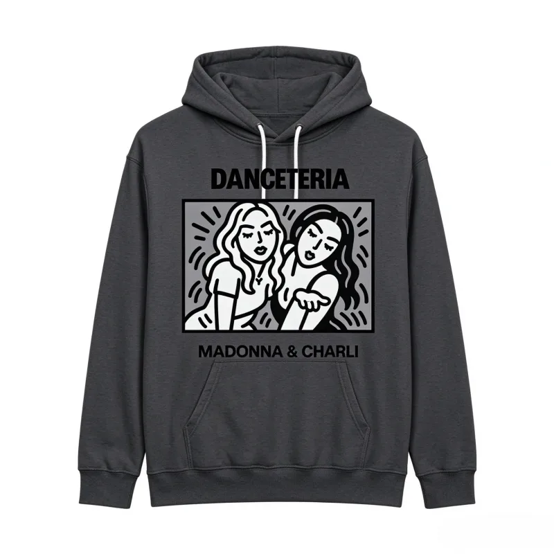 2026 Madonna Charli XCX Danceteria Hoodie Line Art Grafische Print Unisex Pullover Hoody Popmuziek Fan Casual Tops