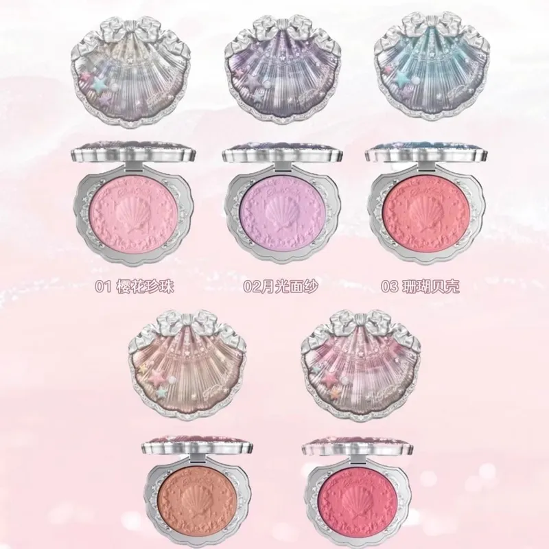 Makeup Set Flower Knows Shell's Jewel Collection Eyeshadow Palette Blush Lip Gloss Makeup Bag Matte Glow Shimmer Eye Shadow Kit