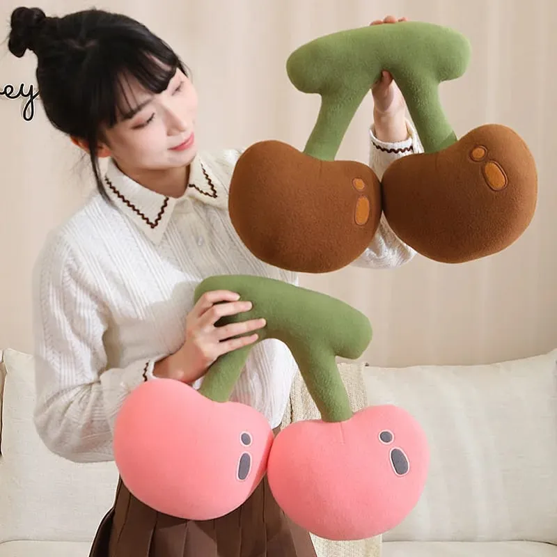 45cm Fruit Cherry Shaped Plush Pillow Soft Cute Pink Cherry Plushies Toy Hug Pillow Lovely Room Sofa Decoration