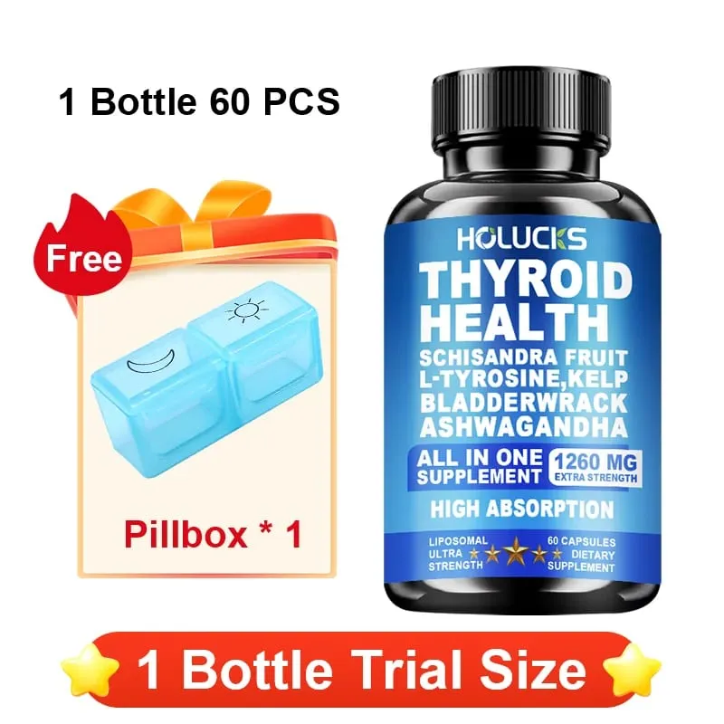 Organic Thyroid Function Support Capsules with L-Tyrosine Kelp for Immune System Metabolism Daily Energy & Mental Focus