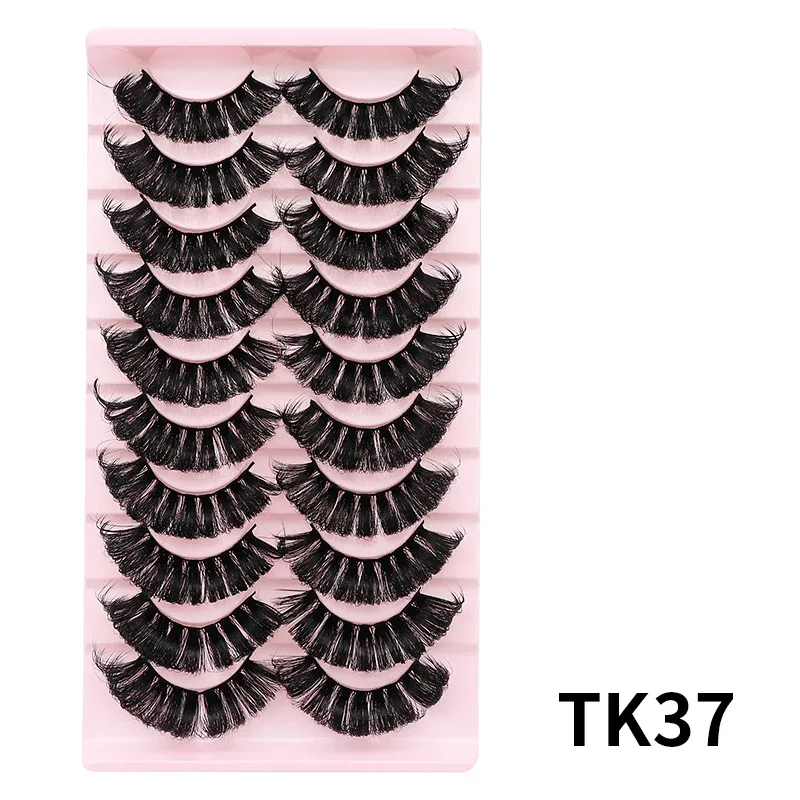 10 Pairs Russian DD Curl Bulk Fluffy Strip Lashes Natural Soft False Eyelashes Reusable Handmade Eye Lashes for Daily&Party