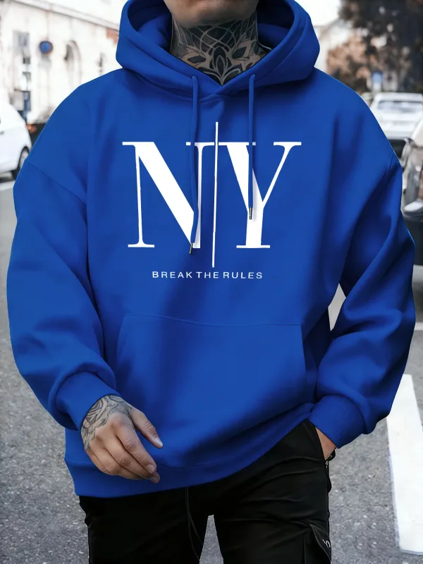 Łam zasady Tak Nie nadruki Jesienne bluzy polarowe Męska miękka bluza z kapturem do biegania Ulica Wygodne swetry Sportowa luźna odzież sportowa