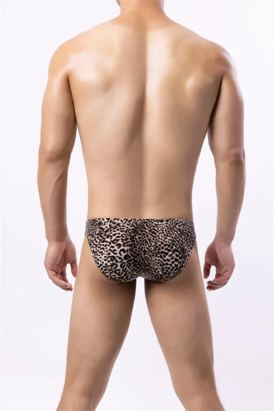 Sexy Men's Briefs Underwear Leopard Pattern Low Waist Soft Slip Briefs Lingerie Underpants Pouch Tangas Sexis De Hombre