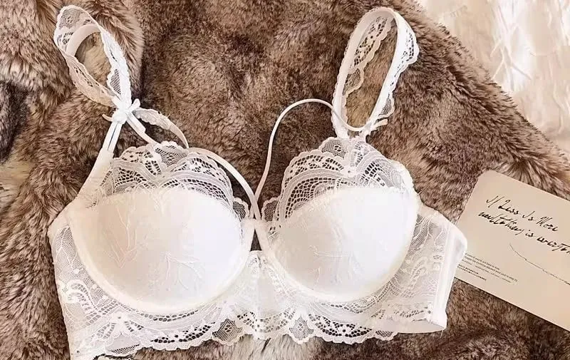 Adjustable Lace Bralette for Small Chest Bra Set Removable Straps & Thin Padding Soft Wire Comfort Muslim Girls Underwear
