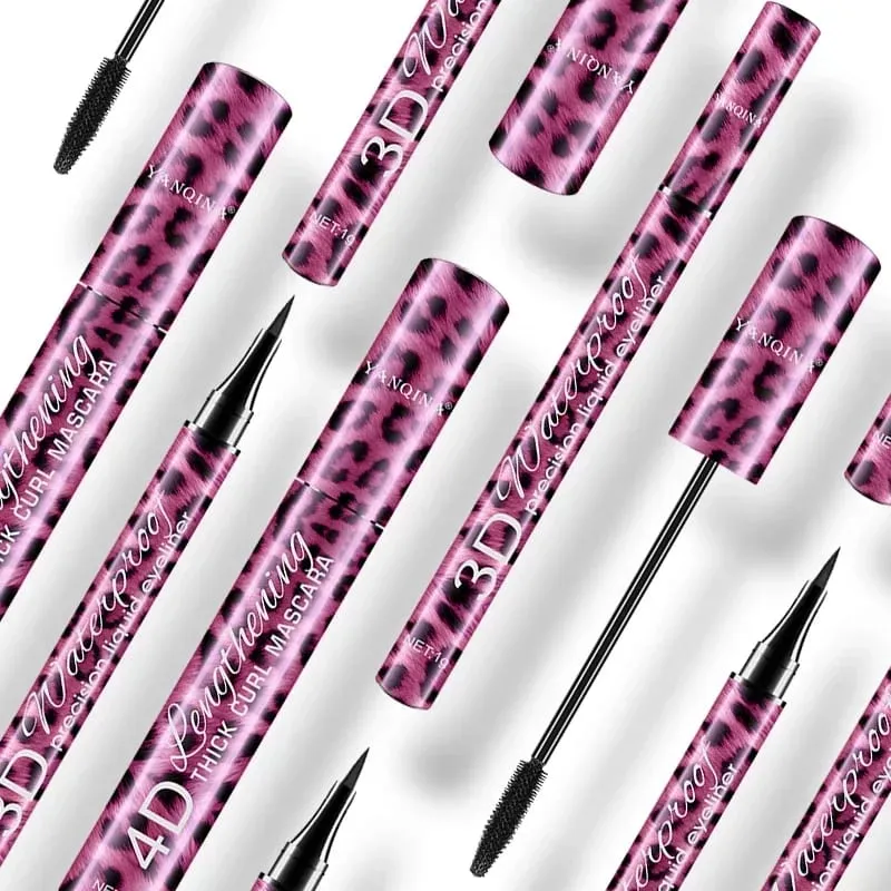 Lápiz Delineador de ojos líquido + rímel resistente al agua 4D, conjunto de cosméticos, delineador de ojos, máscara rizadora gruesa, lápiz para cejas, maquillaje de ojos — image 6