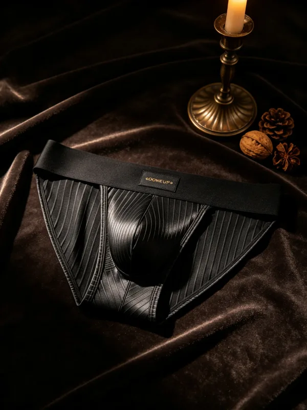 Herren-Unterwäsche, glänzend, gestreift, Dreieck-Slip, vorderer Ausbuchtungsbeutel, sexy Low-Rise, schmale Passform, tägliche Herren-Unterhose DP915 — image 15